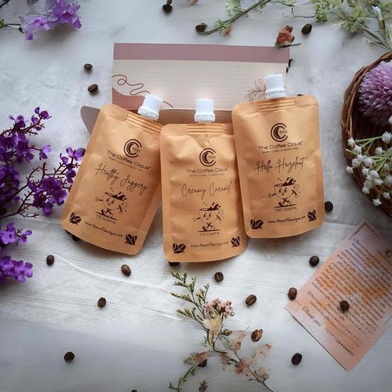 The Coffee Clique | Полезный джаггери + Сливочная карамель + Привет, фундук | Взбитая кофейная паста | Капучино как в кафе дома | Упаковка из 3 штук | 320 г