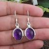 Серьги с овальным аметистом - Серьги ручной работы - Серьги из цельного серебра 925 пробы