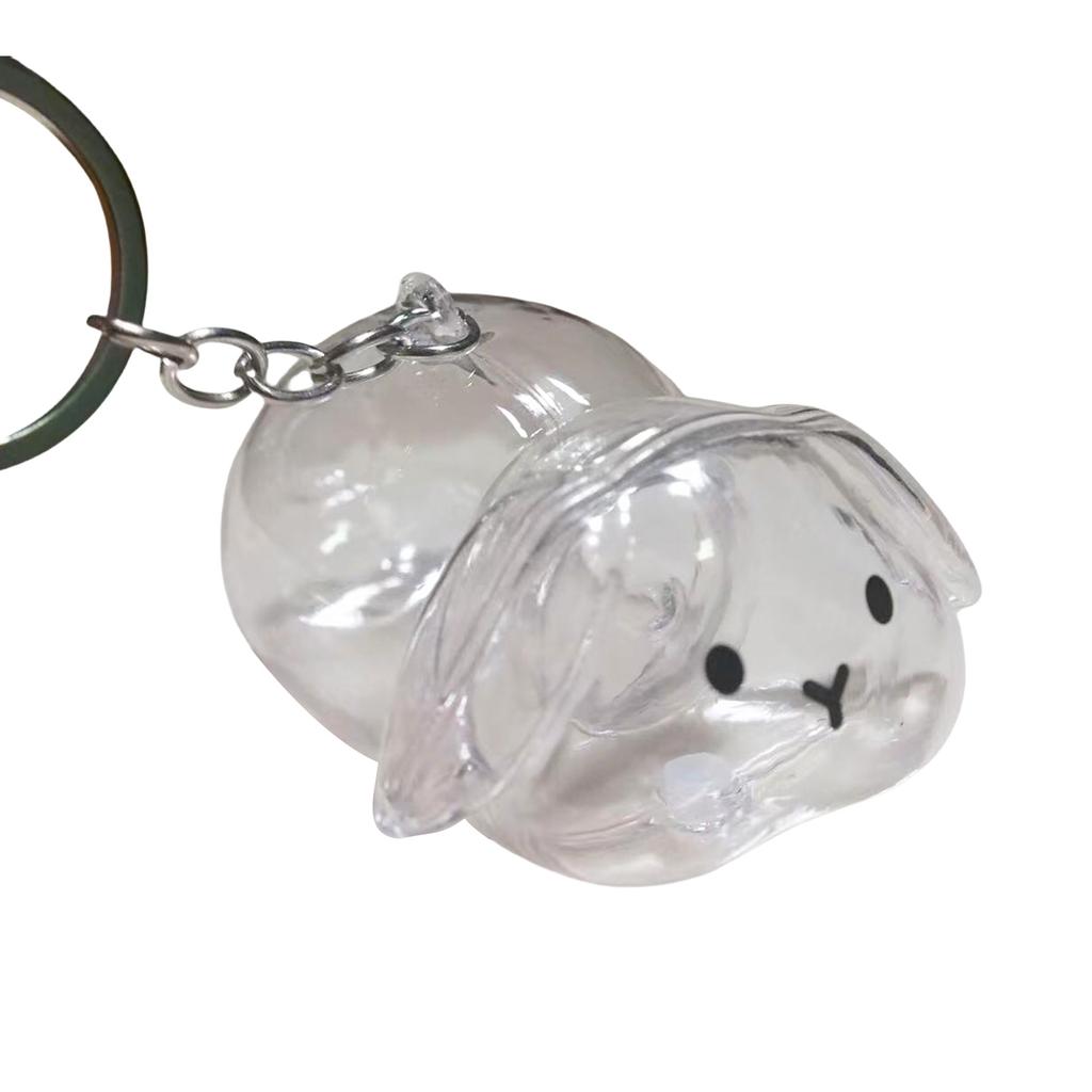 Funny Rabbit Shape Hair Storage Keepsakes Box Keychain Plastic Clear Pet Furs Collector Pendant Decors Pet Lover Gift