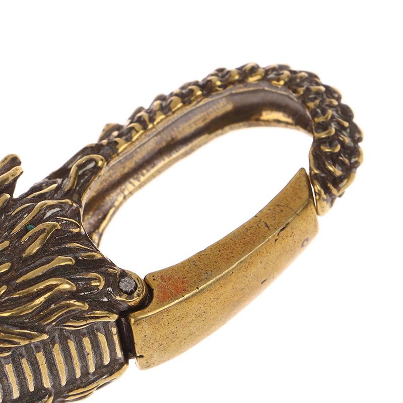 Брелки из чистой латуни с красными глазами и головой дракона, брелок с изображением дракона зодиака, винтажный мужской брелок с пряжкой на талии, автомобильный брелок, кулон, подарки, ремесла