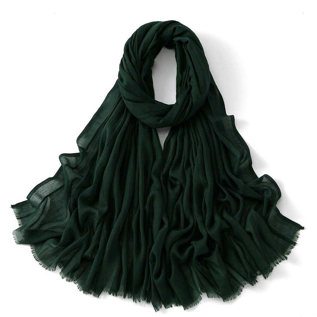 Muslim Cotton Rayon Hijab Solid Color Plain Scarf Women Soft Cotton Viscose Thin Voile Shawl Remove Edge Headscarf Turban