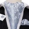 Barry.Wang Mens Formal Wedding Cravat Tie Pocket Square Cufflinks Silk Paisley Plaids Ascot Tie Set