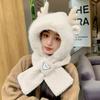 Cross One Piece Hat Scarf Elk Antler Ear Protection Hat Cute Women Hooded Scarf  Outdoor