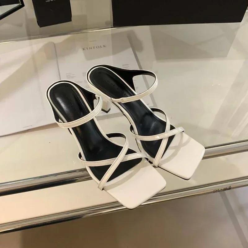 Fashion Women Slippers 2024 Summer New Fashion Open Toed Elegant Dress Shoes Ladies High Heel Outdoor Slippers Female Zapatos Mujer