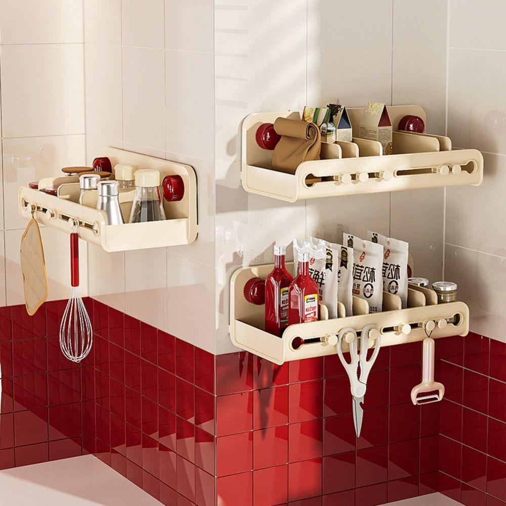 Adjustable Divider Wall Mounted Spice Organizer Hanging Bathroom Stand  Condiment