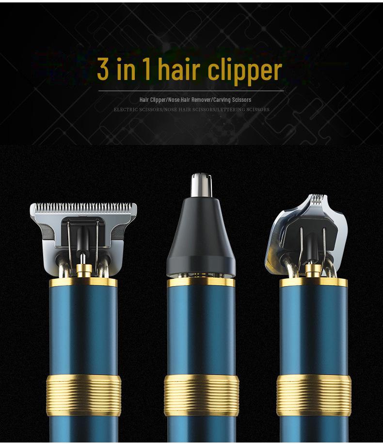 Электрическая машинка для стрижки волос Cross-Border T9: Машинка для стрижки волос, носа и бакенбард 3 в 1 с бритвой Oil Head Carving.
