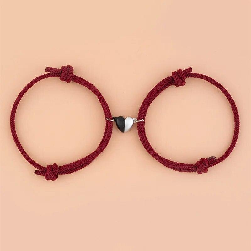 2 шт., эластичная веревка, парный браслет, магнитные подвески для пары, кулон, браслет дружбы, модные ювелирные аксессуары для женщин и девочек
