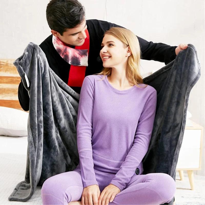 USB Electric Heated Blanket Shawl 3 Heated Level Throw Blanket 5v USB Charging Coral Velvet 8 Heated Areas Fast Heating