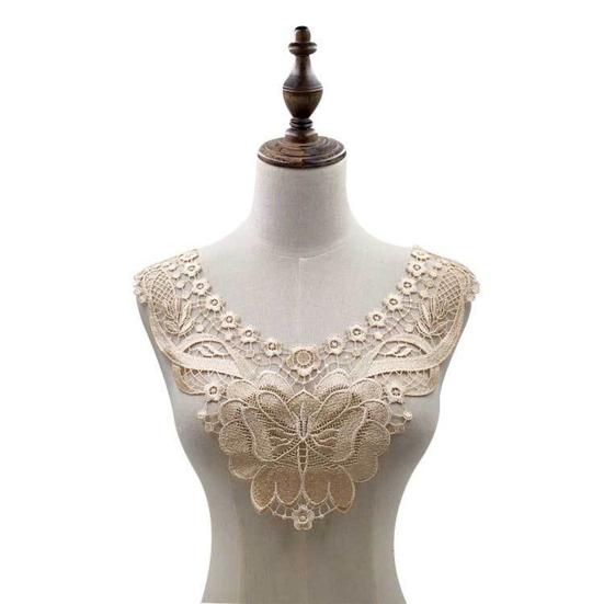 Женский кружевной воротник с вышитыми цветами, аппликациями, цветным кружевным вырезом для самостоятельного шитья, свадебного платья на Хэллоуин, косплея