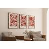 Set of 3 William Morris Prints, Botanical Wall Decor, Vintage Red Pattern Poster, Retro Canvas, Printable Decor