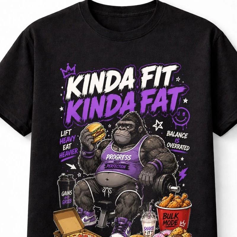 Kinda Fit Kinda Fat Gorilla Gym Humor Bodybuilding Unisex TShirt