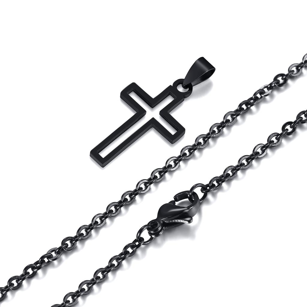 Повседневные полые necklaces с крестом для мужчин и мальчиков, водонепроницаемый кулон-крест из нержавеющей стали, религиозные украшения для веры и молитвы, подарок