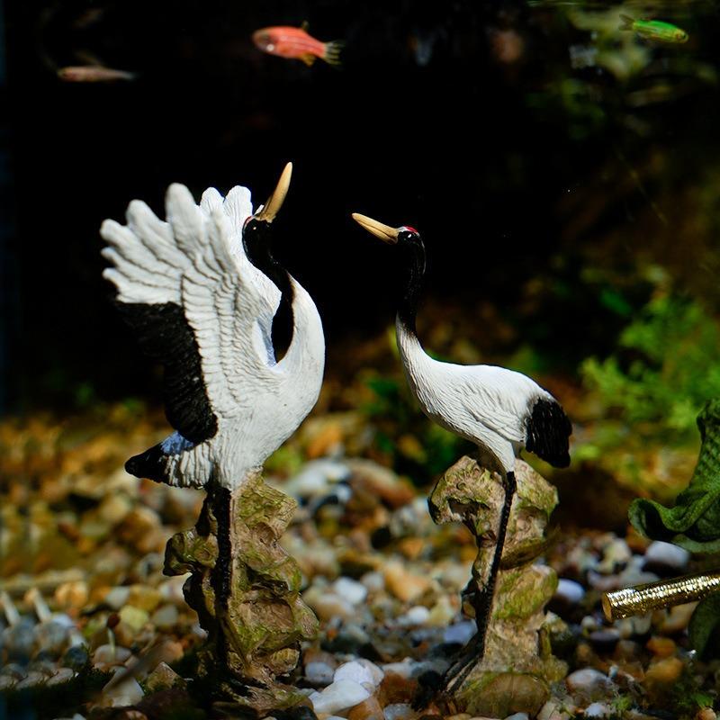Миниатюрный венценосный журавль, статуэтка журавля, китайская статуэтка птицы из смолы для сада фей, украшение для аквариума, бонсай, ландшафтный декор для дома