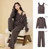 Womens Soft Fleece Pajama Set Long Sleeve Top Pants Warm Cozy Sleepwear Fall Winter Home Or Light Outdoor Wear