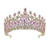 Женская свадебная корона невесты из сплава со стразами, аксессуары для волос для выпускного вечера, костюмной вечеринки, розовая и золотая