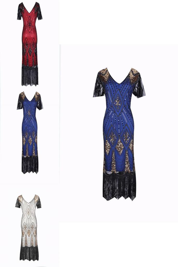 Elegant Womens Sequins Beaded Sleeveless Cocktail Dress For Timeless Evening Glamour
