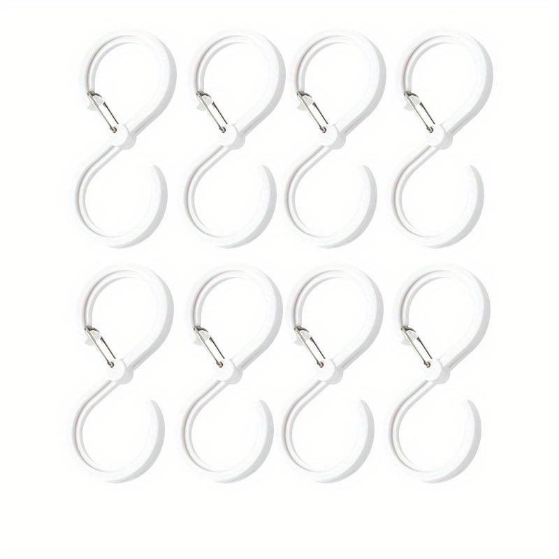 1 Set of 8 S-shaped Hook Clips, Kitchen and Bathroom Rod Hooks, No-drill Plastic Clothes Hooks and Hangers