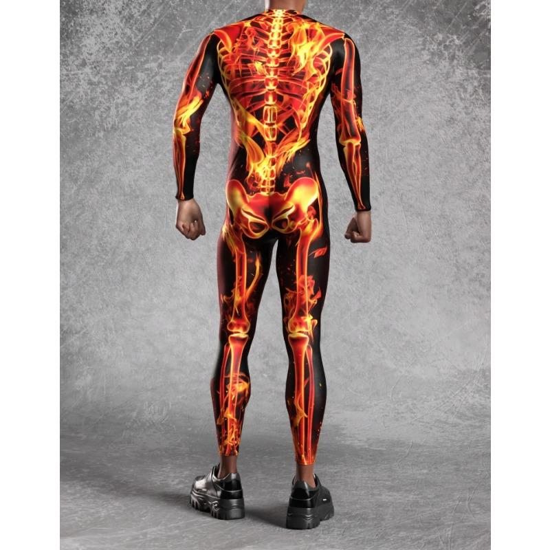 Halloween Tights 3D Digital Printing Adult Cosplay One-piece Costume Men Stage Performance Jumpsuit Dance Party Outfit