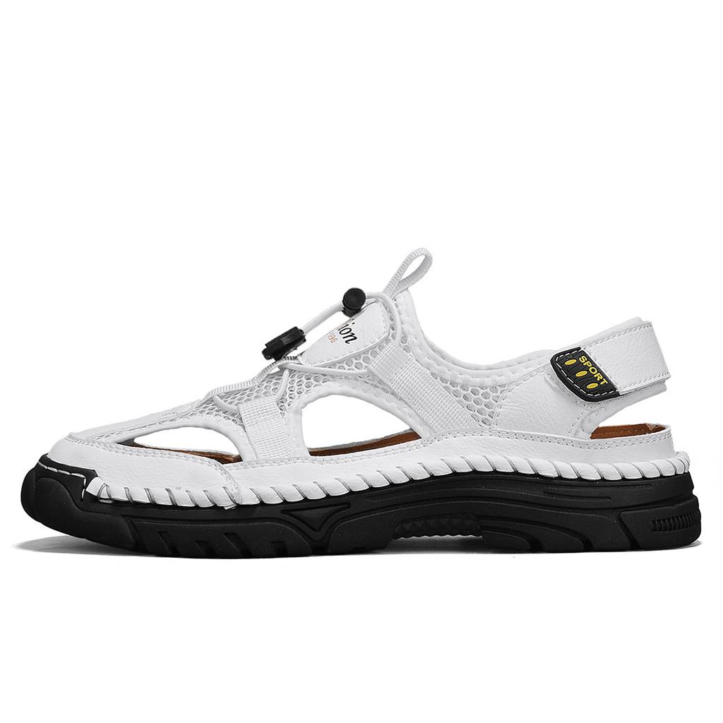Летние мужские сандалии, сетчатые сандалии для улицы, мягкие сабо, сандалии ручной работы, дышащие легкие тапочки