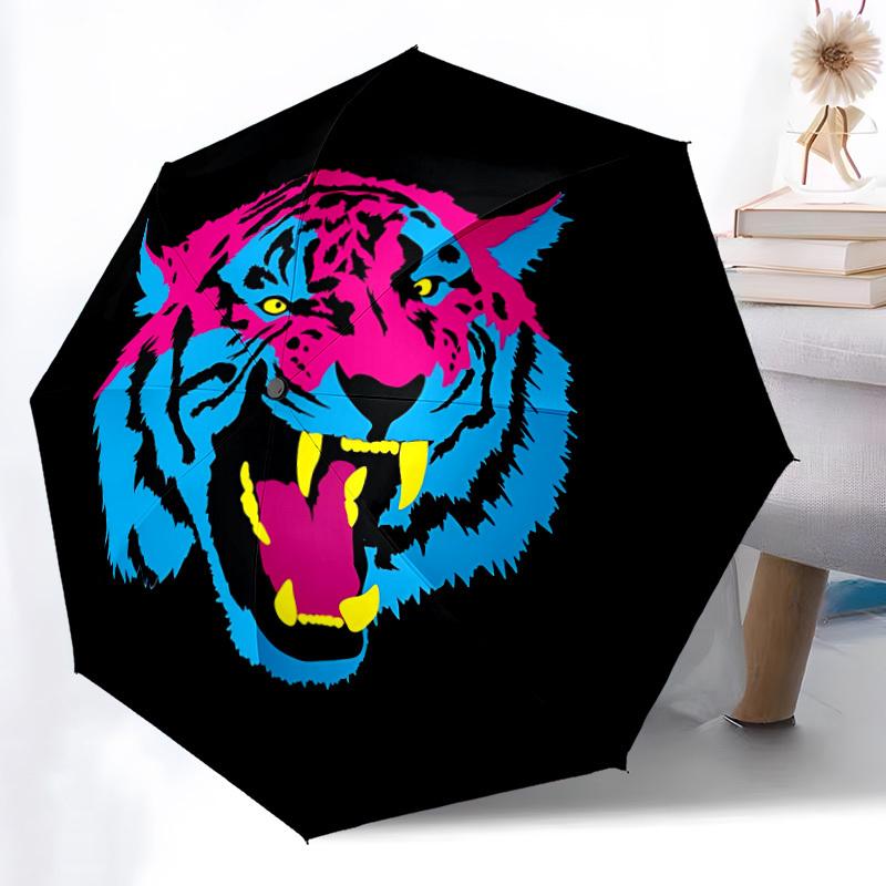 1pc Tiger Head Automatic Open/close Folding Umbrella, Compact Portable Travel Umbrella,Durable Construction yy250814122