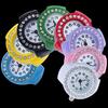 Fashion Lady Girl Silicon Round Rhinestone Elastic Quartz Finger Ring Watch Gift