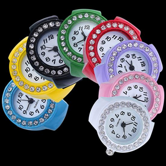Модные женские силиконовые круглые эластичные кварцевые часы с кольцом на палец со стразами в подарок