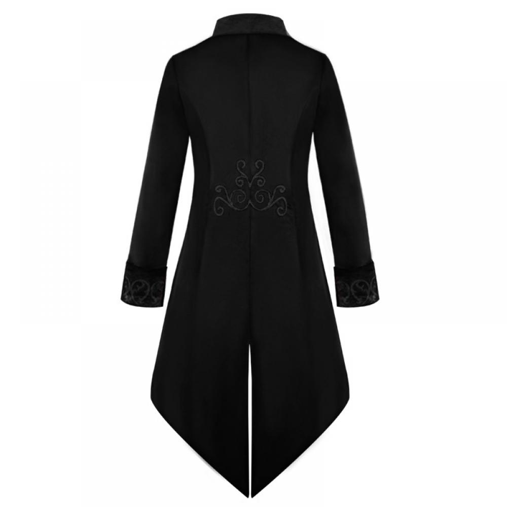 Стимпанк Средневековый Винтажный Бургундский Фрак для Мужчин Ренессанс Вампир Готический Викторианский Сюртук Костюм на Хэллоуин