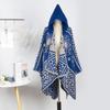 Geometric Double-Sided Knitted Cloak Blue Travel Exterior With High-End Large Cloak Women'S Air-Conditioned Room Thermal Cloak
