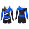 Kids Girls Dancing Bodysuit Long Sleeve Off-shoulder Patchwork Style Leotard Unitard Ballet Jumpsuit with Shorts