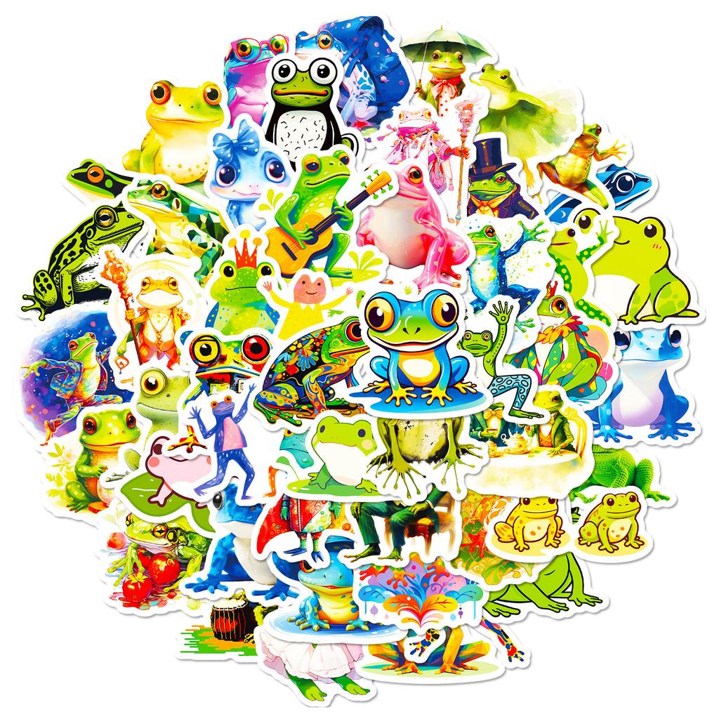 50 New Frog Mix and Match Water Cup Notebook Suitcase DIY Decorative Stickers Waterproof Stickers