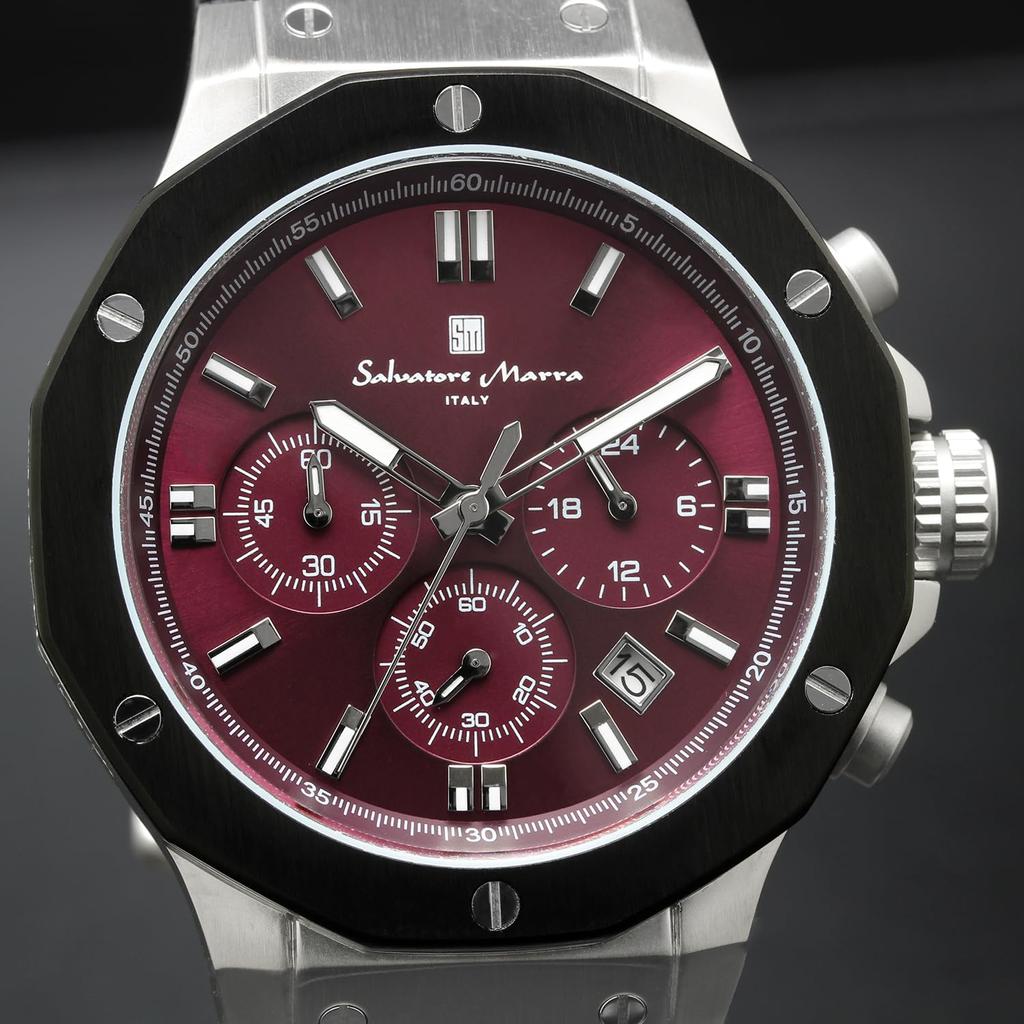 Chronograph 10 ATM Water Resistant Leather Strap Business 20th Anniversary Limited Model Silver Purple Black [Salvatore Mara] Men's SM18117-SSPL