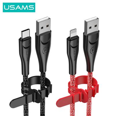 USAMS 2A 1 м 2 м 3 м Micro USB Type C Lightning Телефон Зарядка данных Плетеный кабель для iPhone 13 12 11 Huawei Samsung Xiaomi Redmi
