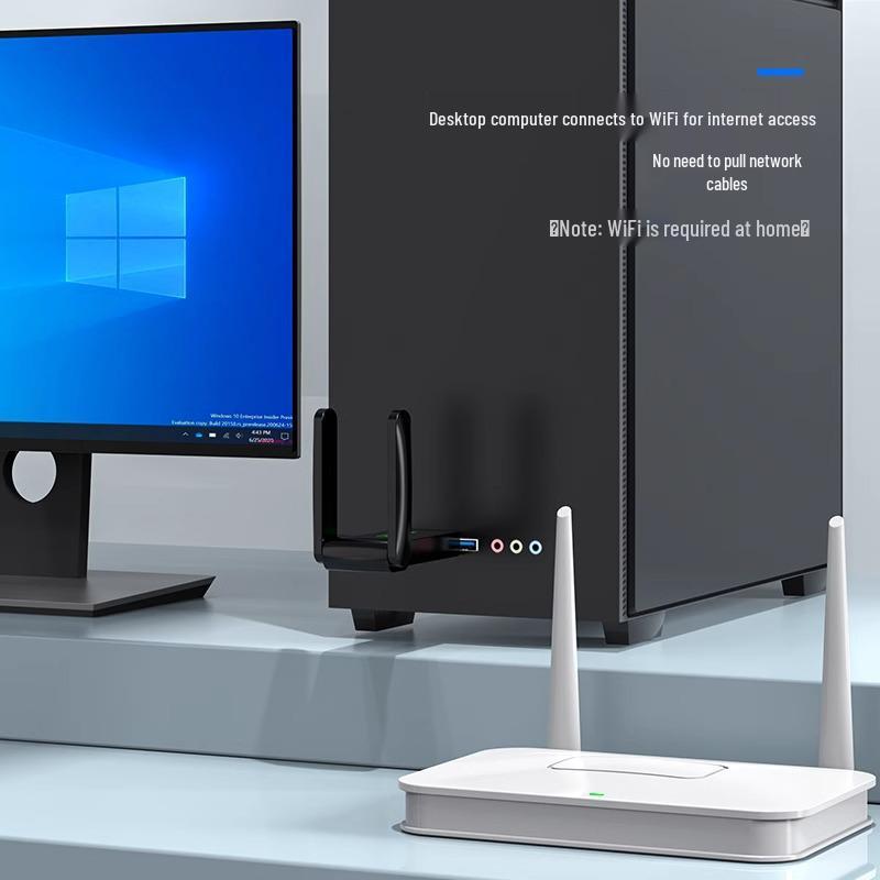 1300M WiFi 6 Dual-Band USB Wireless Network Card for Desktop Computers (Driver-Free)