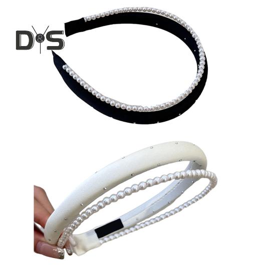 Повязка на голову с имитацией жемчуга, легкая двухслойная повязка на голову, обруч для волос во французском стиле, мягкий на ощупь, универсальный аксессуар для одежды