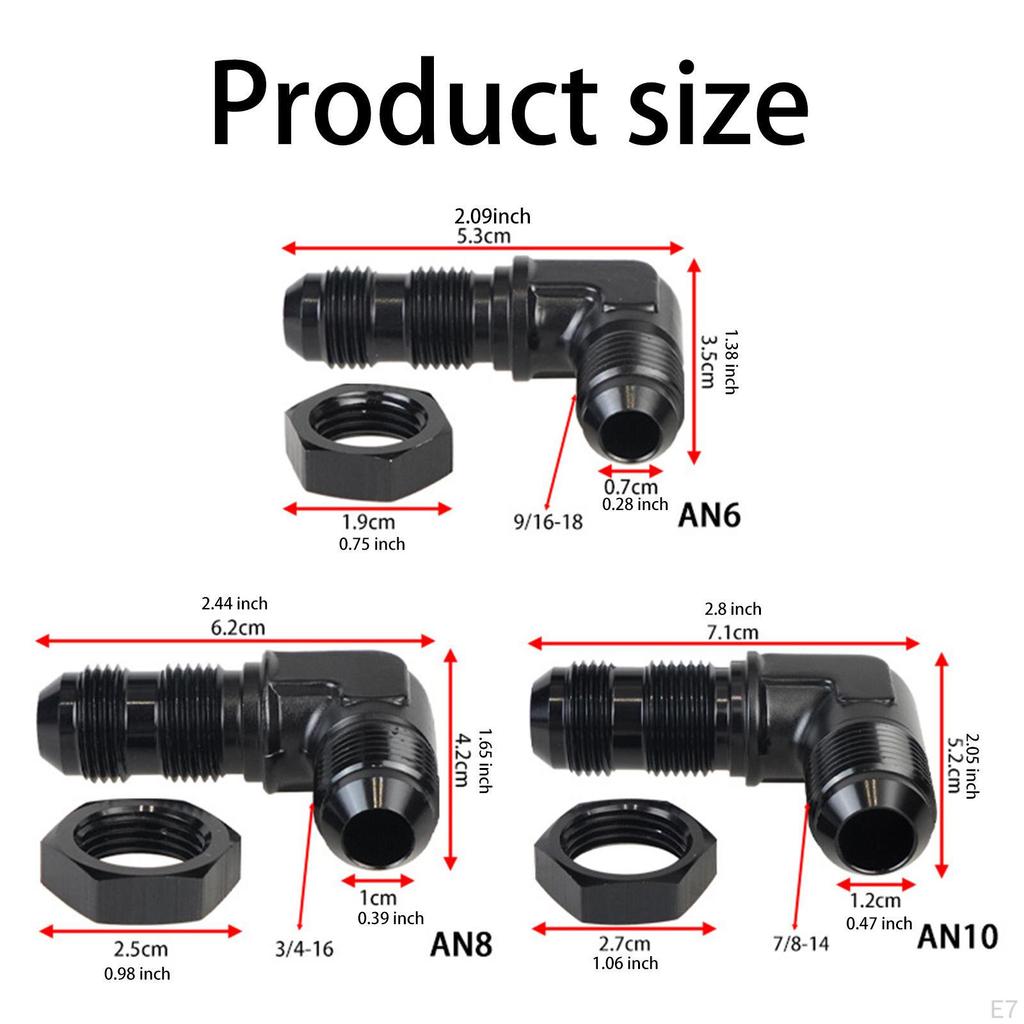 Bulkhead Fuel Fitting 90 Degree Full Flow Elbow Adapter Black Joint