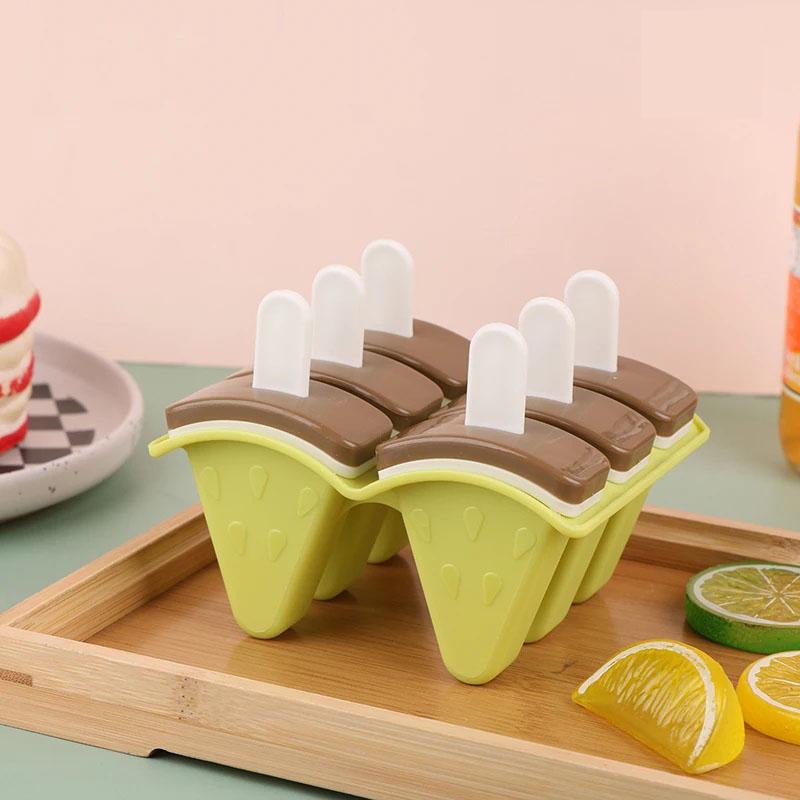 4/6 Grid Ice Cream Popsicle Mold, Covered Fruit-shaped Mold, a Creative DIY Kitchen Ice Cream Making Tool for Home Use.