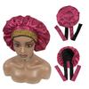 Double Layered Bling Satin Bonnets with Ties Silk Bonnets and Hair Wraps Custom logo Bonnets for Women