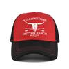 Cotton Front Mesh Back Trucker Cap, Bull Skull Print Adjustable Snapback Baseball Hat Unisex Western Style Outdoor Sports Sun Hat
