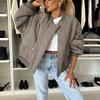 Single Breasted Cropped Cotton Jackets Women Long Sleeve Fashion Thickness O-Neck Casual Coats Elegant Commute Warm Solid Loose Outwear Winter