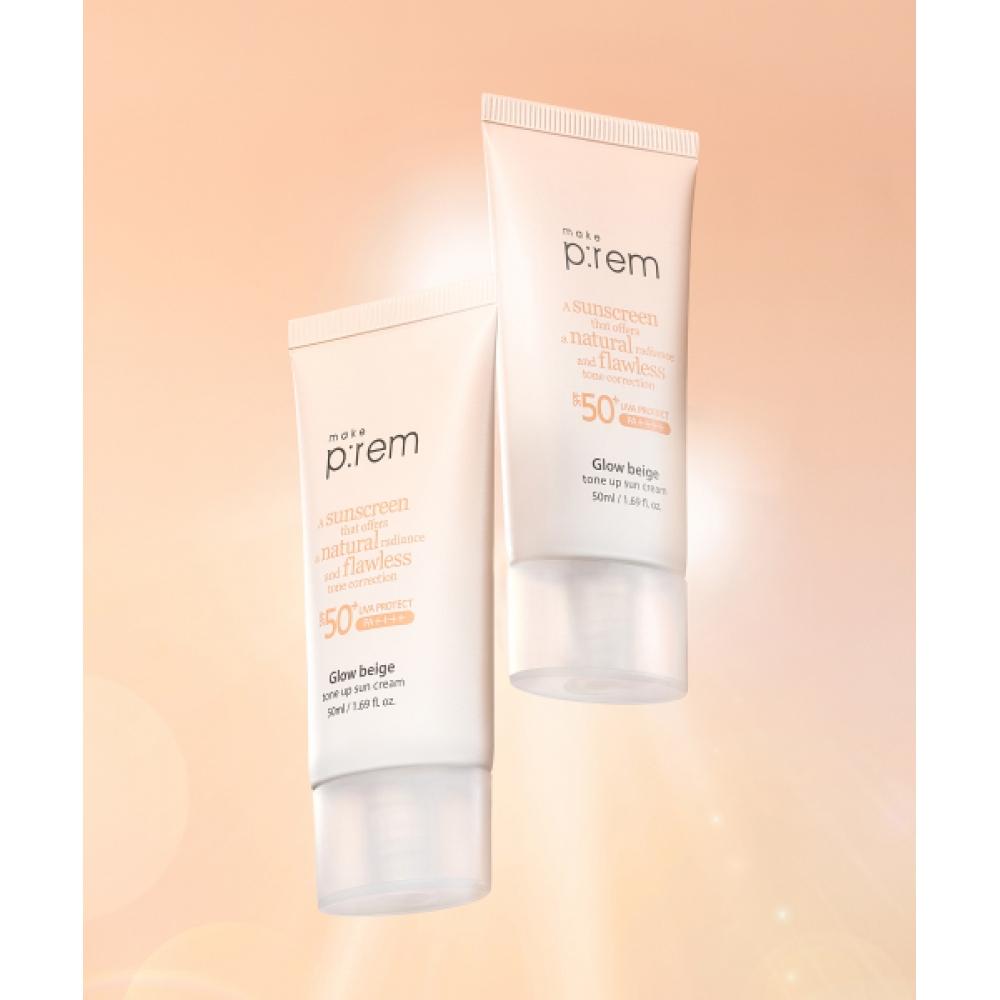 Makeprem [бесплатно] [набор из 2 шт.] Солнцезащитный крем Glow Beige Tone Up 50 мл