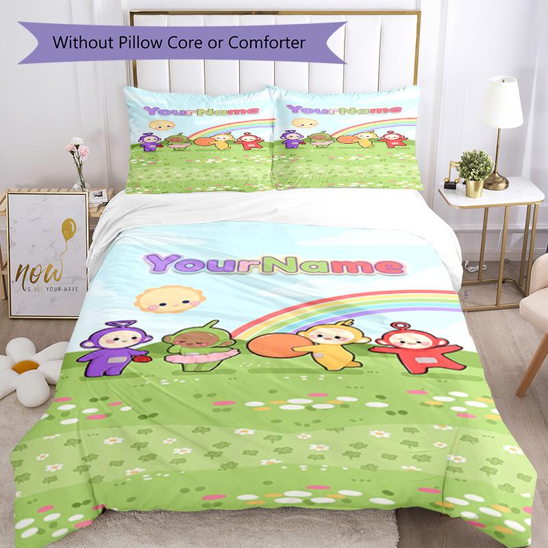 Teletubbies Customize your name Bedding Set Breathable Duvet Cover with Pillowcases Home Decoration Birthday Gift