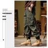 2024 New Winter Cargo Pants Men Multi-Pockets Drawstring Fleece Liner Thick Warm Overalls Joggers Casual Cotton Thermal Trousers