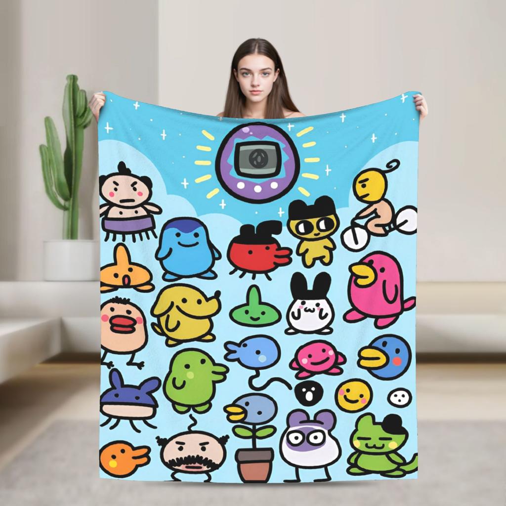 Soft Blanket Airplane Travel Tamagotchis Digital Pet Throw Blanket Flannel Bedspread For Outdoor Print Sofa Bed Cover