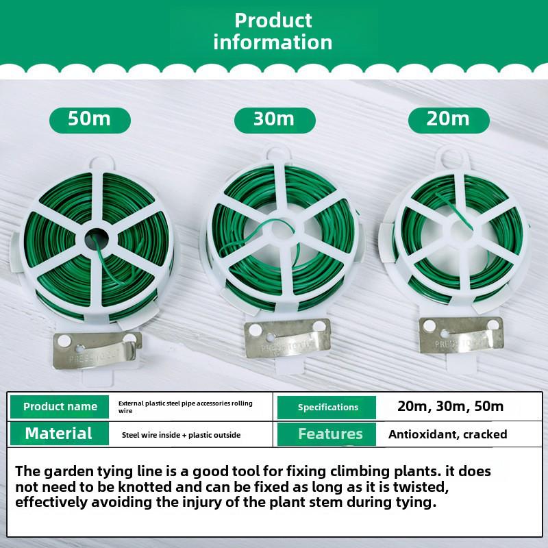 PVC Gardening Tie: Green Plastic-Coated Wire for Flowers & Trees