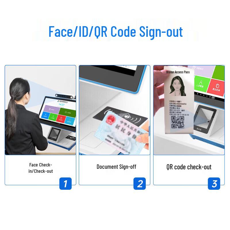 Realand Dual-Screen Face Recognition Visitor Kiosk CN plug (adapter included)