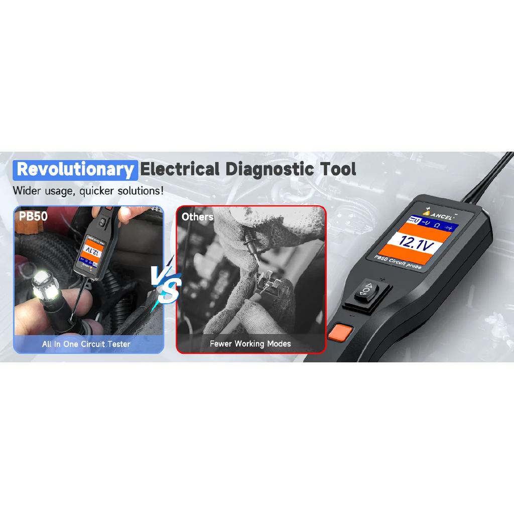 ANCEL PB50 12/24V Автомобильный электрический тестер цепи, щуп, индикаторная отвертка, устойчивый тестер, набор щупов для напряжения и мощности для автомобильного аккумулятора