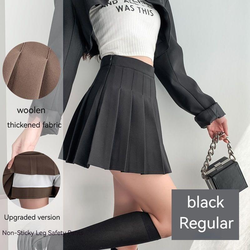 Tweed Plaid High Waist Pleated Skirt Autumn and Winter Skinny A-line Skirt Large Size Autumn and Winter Models