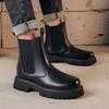 Мужские повседневные высокие челси больших размеров черные осенне-зимние туфли ковбойские ботинки из натуральной кожи красивые на платформе длинные боты мужские