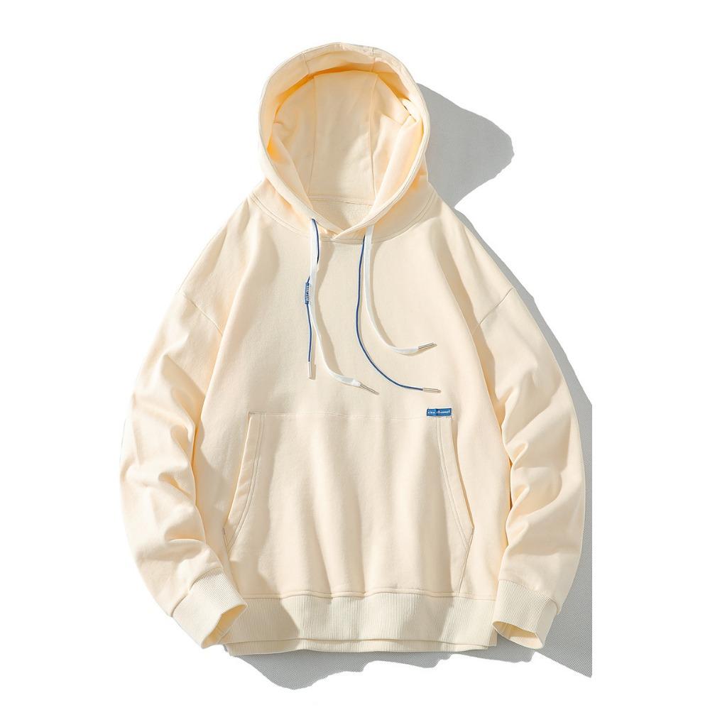 Толстовка мужская осенне-зимняя, новая, с капюшоном, уличная, в стиле Гонконга, свободная, однотонная, универсальная, плюс бархатная, пара, пуловер, куртка