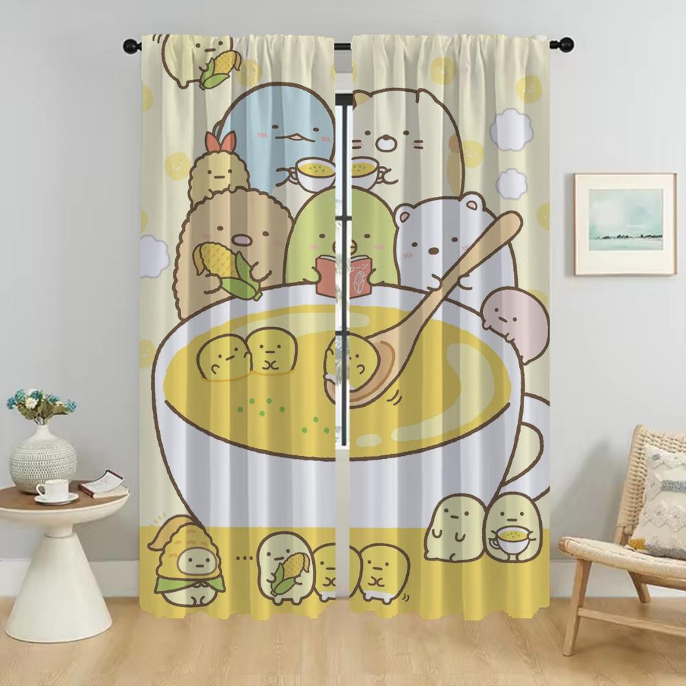 Шторы Sumikko Gurashi Shades для гостиной, шторы для комнаты, 2-х панельные перегородки, шторы для домашнего интерьера, украшения на Хэллоуин